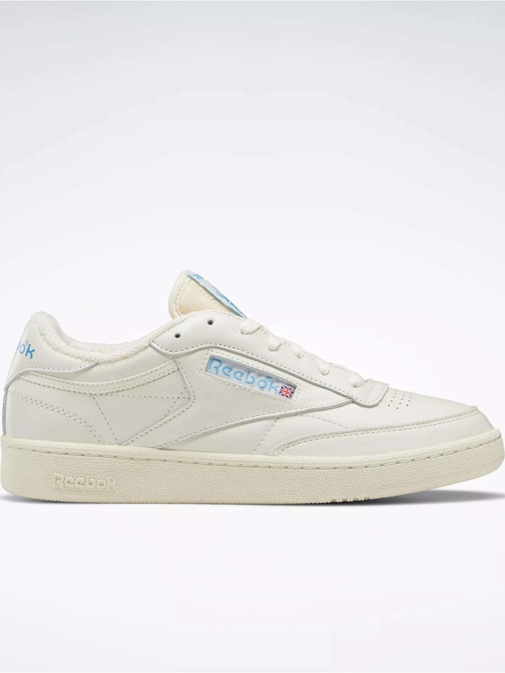 Reebok Cream Leather Sneaker with Pale Blue Accents